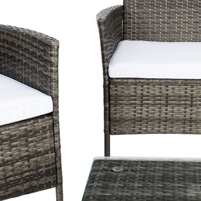 Bandele 4 Piece Grey Wicker Patio Set with Cushions