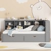 Twin Size Daybed with USB Charging Ports and Storage Shelf, Space-Saving Wooden Bed Frame for Kids, Teens or Guest Room-Maison Boucle - 2 of 4