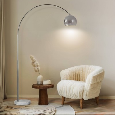 Adjustable Chrome Arc Floor Lamp with Marble Base