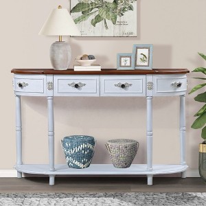 CAVINAS 52 inch Half-Moon Console Table with 2 Drawers and Open Shelf ,Modern Entryway Table for Living Room,Hallway - 1 of 4