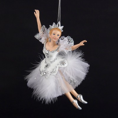 2 x Silver Glitter Ballerina Hanging Decoration Ballet Christmas Tree Decoration