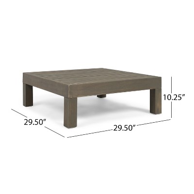Gray Acacia Wood Outdoor Coffee Table with Slat Panel Design