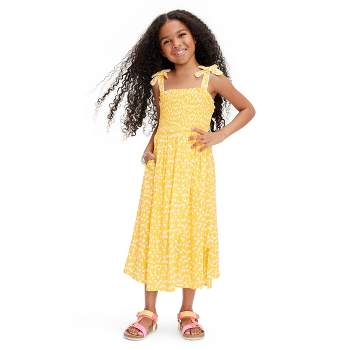 Kids' Smocked Tie Strap Ginkgo Yellow Midi Dress - DVF for Target