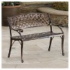 Hamilton Cast Aluminum Patio Bench- Copper - Christopher Knight Home: Weather-Resistant, 2-Seater Garden Bench - 4 of 4