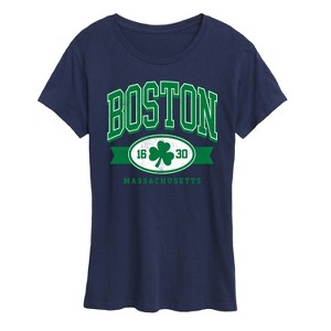Women's - Instant Message - Boston Mass Clover Short Sleeve Graphic T-Shirt - 1 of 4