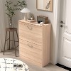 Okak Ventilated Shoe Cabinet with 3 Flip Doors & Adjustable Shelves, Freestanding Wooden Shoe Organizer with Anti-Tip Device for Entryway - 2 of 4