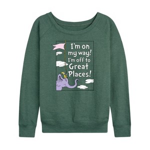 Women's - Dr. Seuss - I'm On My Way Lightweight French Terry Wide Neck Long Sleeve Shirt - 1 of 4