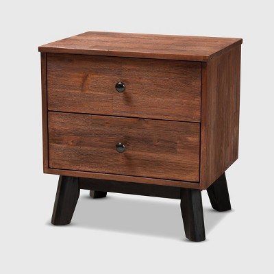 Calla 2 Drawer Wood Nightstand Brown/Black - Baxton Studio