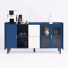 ORRD 55" Modern Kitchen Pantry Storage Cabinet, Coffee Bar with 2 Drawers & 2 Glass Doors, Blue Buffet Table for Kitchen & Living Room - 3 of 4