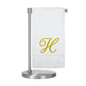 BC BARE COTTON Monogrammed Bath Towel, Personalized Gift, 27 x 54 inches - Set of 1 - White - Gold Script - 1 of 4