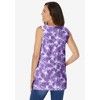 Woman Within Plus Size Perfect Printed Sleeveless Shirred V-Neck Tunic - 3 of 4