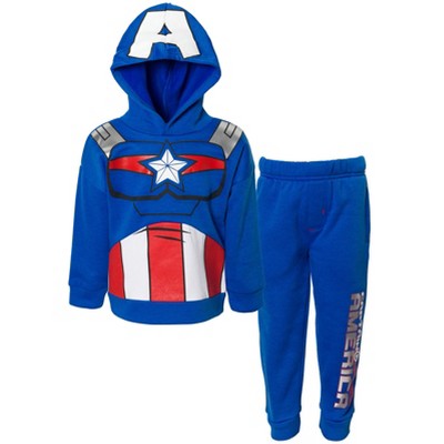 Marvel Avengers Captain America Toddler Boys Cosplay Fleece Pullover Hoodie  Pants Set 2T