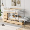 VYNXARIA Twin over Twin Loft Bunk Bed with Drawers and Ladder, Natural - 3 of 4