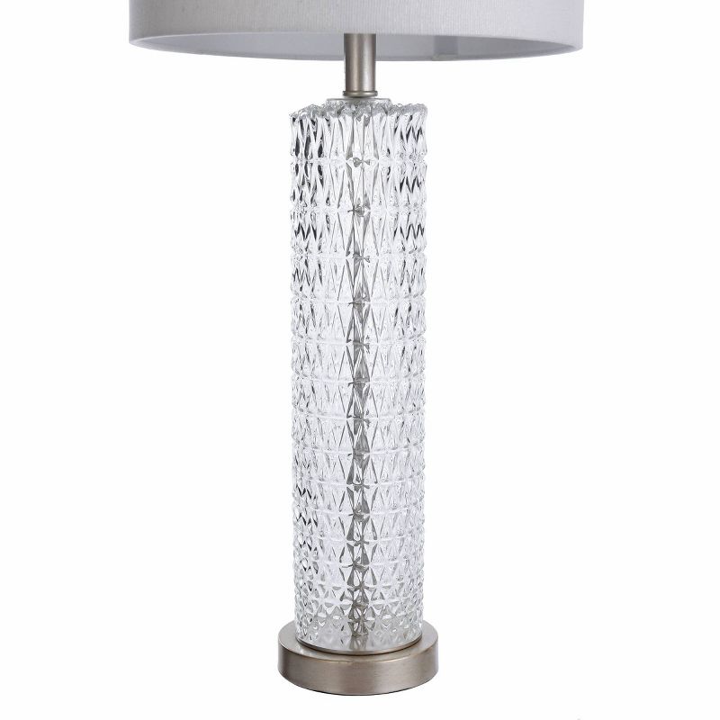 Diamond Textured Glass Table Lamp with Brushed Steel Base Gray - StyleCraft, 3 of 7
