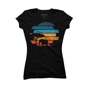 Junior's Design By Humans African safari sunset By taisonjec T-Shirt - 1 of 3