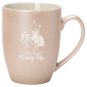 100 North Bucking Bronco 10 Ounce White and Precious Pearl Metallic Finish, Comfortably Fits Your Hands, New Bone China Coffee Tea Cup Mug, A Little - 1 of 1