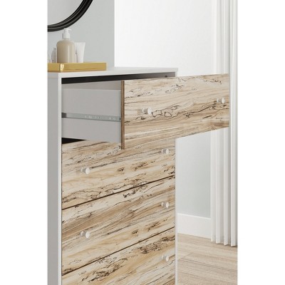 Piperton White and Brown 5-Drawer Chest with Ball Bearing Glides