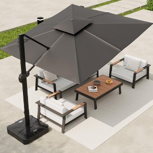 10x10 ft Square Outdoor Umbrella, Cantilever Patio Umbrella, Heavy Duty Aluminum Umbrella Outdoor Patio for Garden Poolside (Base Not Included)