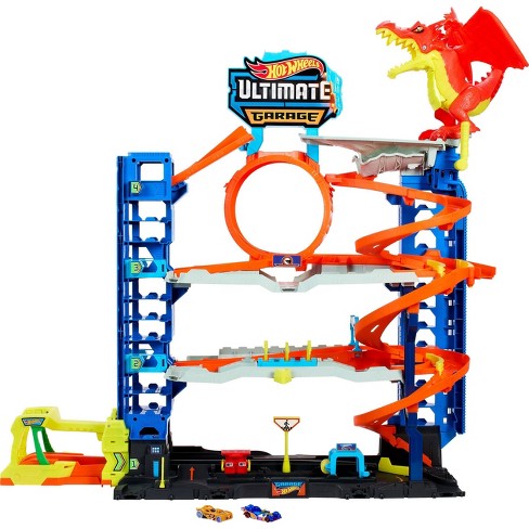 Hot Wheels City Track Set with 1 Toy Car, Race Through A Giant Loop to  Defeat A Big Dinosaur, T-Rex Loop Stunt and Race Playset