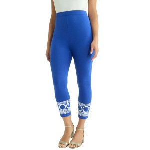 Jessica London Women's Plus Size Everyday Stretch Cotton Capri Legging - 1 of 4