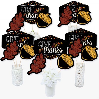 Big Dot of Happiness Give Thanks - Thanksgiving Party Centerpiece Sticks - Table Toppers - Set of 15