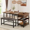 Dining Table Set for 4, Kitchen Table Set with Upholstered Benches, Dining Room Table with Storage Drawers & Wine Rack for Small Space - 3 of 4