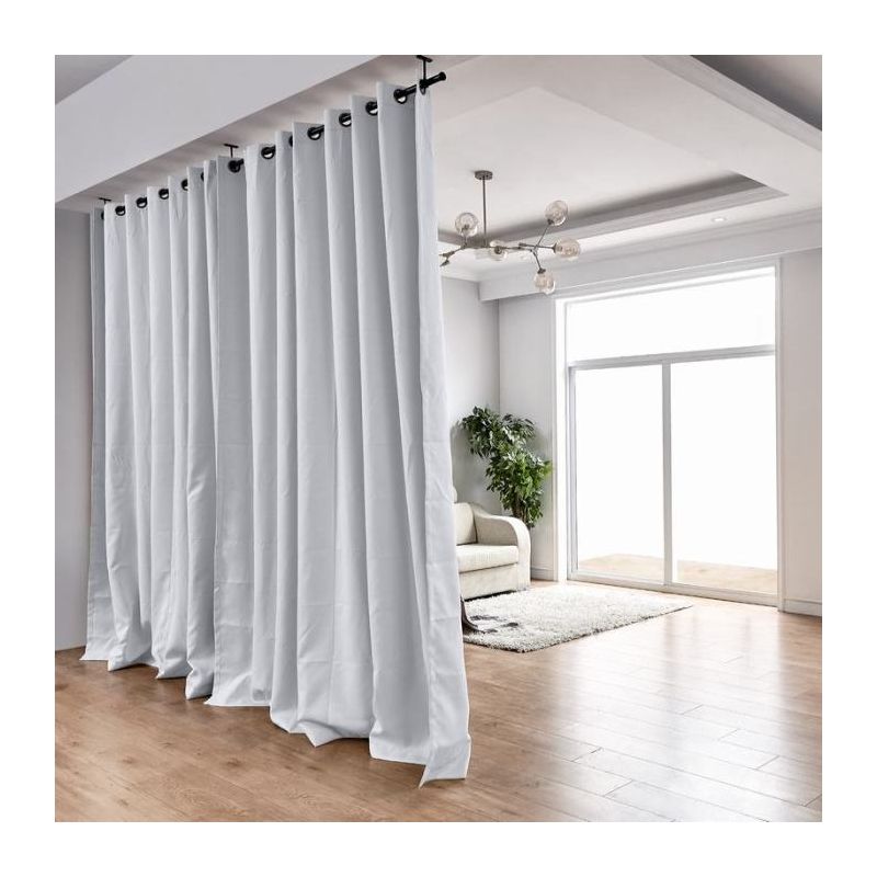 RoomDividersNow Polyester Curtain Kit Large 8ft Tall x 14ft Wide, Stone White, 4 of 5