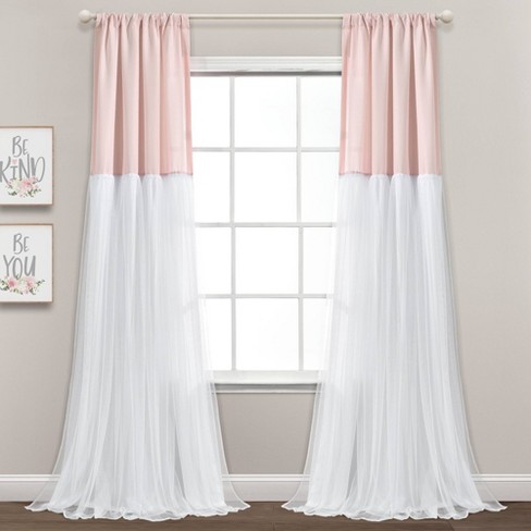 J&V Textiles Crystal Blush Textured Polyester Thermal 76 in. W x 84 in. L Grommet Blackout Curtain Panel (2-Set)