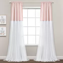 Set of 2 (84"x40") Tulle Skirt Colorblock Light Filtering Window Curtain Panels - Lush Décor