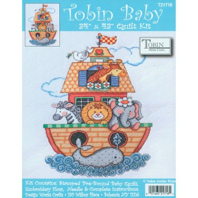 Tobin Stamped Quilt Cross Stitch Kit 34"X43"-Noah's Ark