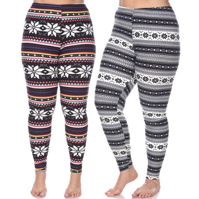 Women's Pack of 2 Plus Size Leggings - One Size Fits Most Plus - White Mark