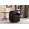 30.3'' Linen Fabric Swivel Accent Chair with Ergonomic Design and Solid Wood Round Base for Living Room, Bedroom - 2 of 4