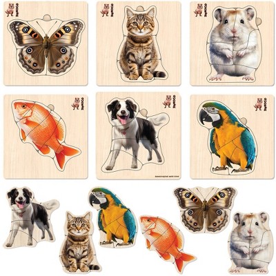 QUOKKA 6 Wooden Puzzle Set  for Toddlers - Preschool Travel Game for Boys & Girls