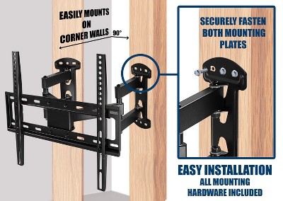 CornerFlex Full-Motion Dual Arm TV Wall Mount Bracket, 32"-55", 66 lbs Capacity