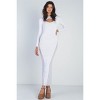 Slickblue White Long Sleeve Maxi Dress - Cutout Bust and Mesh Side Details, Stretch Knit Fabric, Sizes S, M, L - 2 of 4