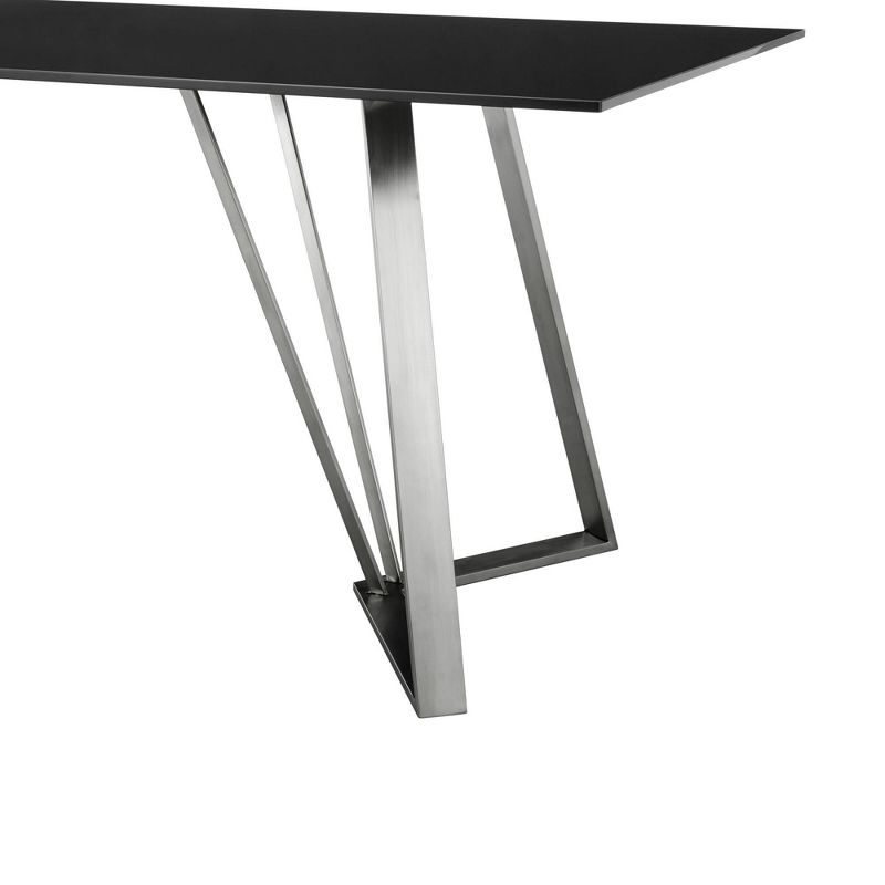 Cressida Glass and Stainless Steel Rectangular Dining Table Black - Armen Living, 5 of 9
