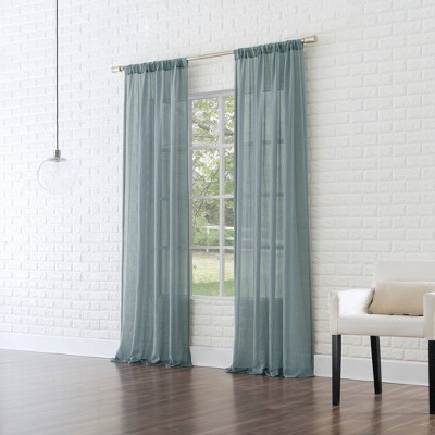 Harbor Blue 95" Sheer Polyester Rod Pocket Curtain Panel