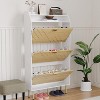 Acekool Shoe Cabinet with 3 Tilt Drawers, Adjustable Hidden Shoe Organizer, Slim White Entryway & Hallway Storage, 57.13" H x 31.18" W x 9.17" D - 3 of 4
