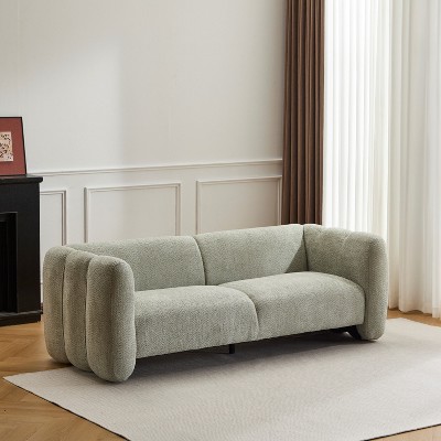 Sapphtopaz Modern 3-Seater Couches for Living Room with Wave Design Upholstered Loveseat Sofa Curved Lounge Sofa with Wood Frame for Apartment