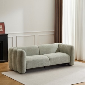 Sapphtopaz Modern 3-Seater Couches for Living Room with Wave Design Upholstered Loveseat Sofa Curved Lounge Sofa with Wood Frame for Apartment - 1 of 4