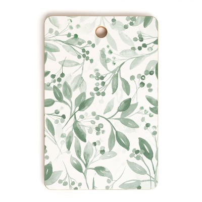Laura Trevey Berries and Leaves Mint Cutting Board Rectangle -Deny Designs