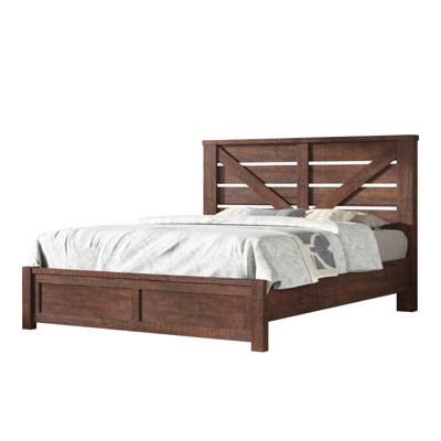 AMERLIFE Farmhouse Bed Frame with 49.2" Barn Door Headboard