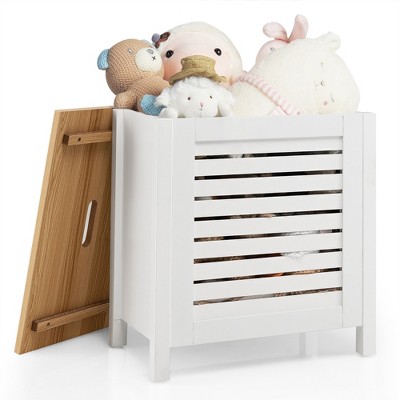 Image of Costway Wooden Toy Storage Organizer Kids Toy Chest W/Lid for Kindergarten Bedroom White