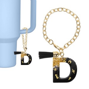 Unique Bargains Resin Lightweight Decorative Tassel Keychain Handle Charm Black with Gold Foil 1 Pc - 1 of 4