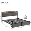 Bed Frame with Storage Headboard and 2 Drawers LED Lights - 2 of 4