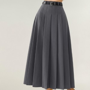 Anna-Kaci Women's High Waist Pleated Maxi Skirt with Structured A-Line Silhouette - 1 of 4