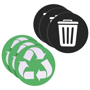 Unique Bargains PVC High-performance Waterproof Anti-corrosion Indoor and Outdoor Use Recycle Bin Sticker 6 Pcs - 1 of 4