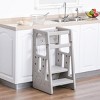 INFURNIC Ladders Toddler Tower Adjustable Height with Anti Slip Mat for Kitchen and Bathroom Use, Gray, 18.5"*18.5"*35.5" - 2 of 4