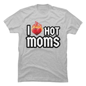 Men's Design By Humans I Love Hot Moms Heart By Metavera T-Shirt - 1 of 2
