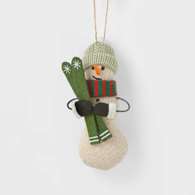 Snowman with Green Skis Christmas Tree Ornament - Wondershop™